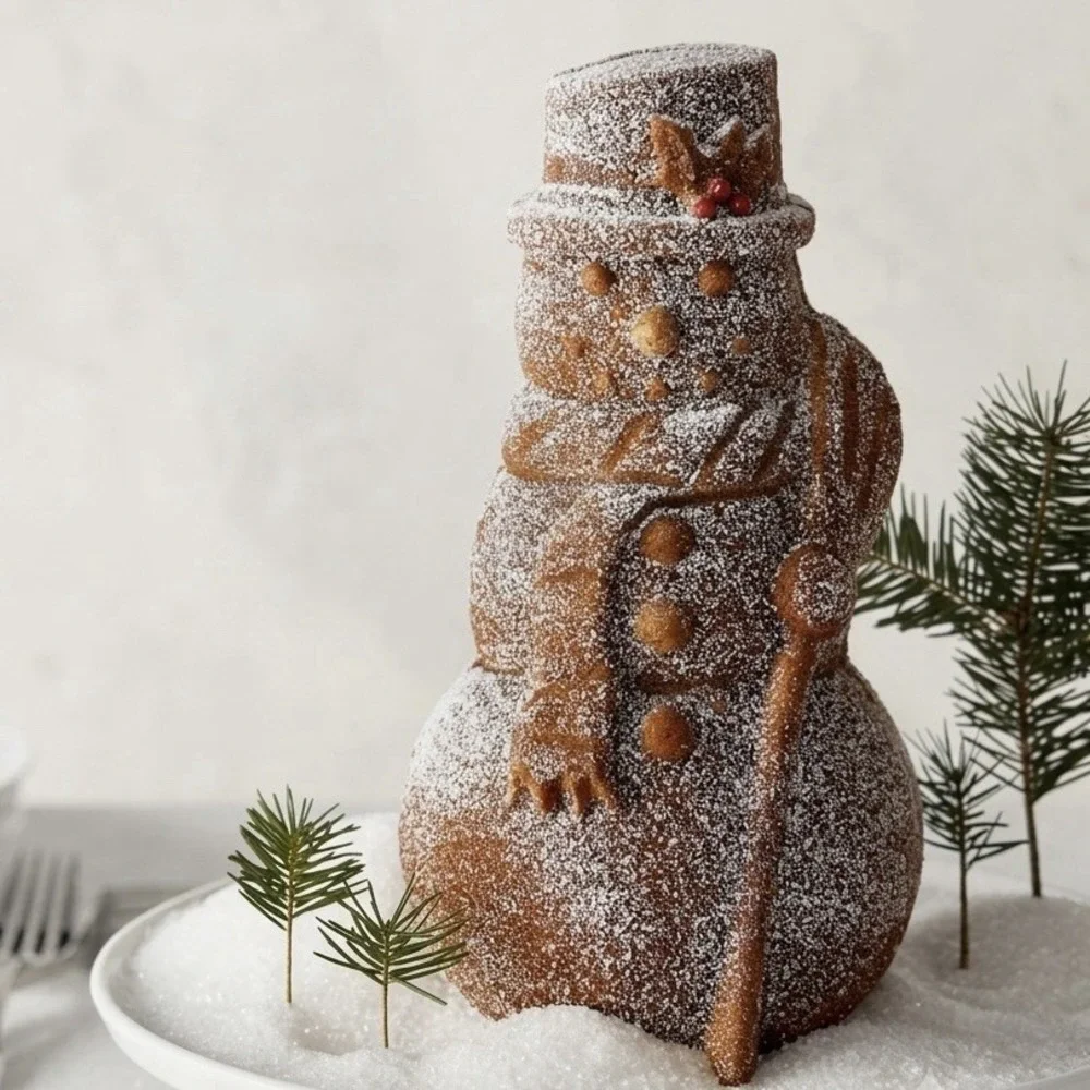 NORDIC WARE Snowman Cake Pan Cast Aluminum 3D Holiday Baking Mold 10 Cup USA
